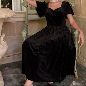 JessaKae Black Velvet Midi Dress Clara M LBD